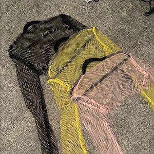Mesh Tops - Set of 3: Black, Yellow, Pink
